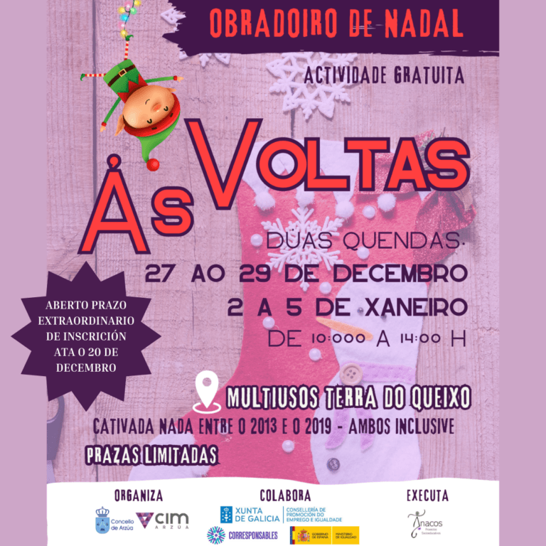 Aberto prazo extraodinario de inscrición no “Obradoiro de nadal: ÁS VOLTAS” en Arzúa