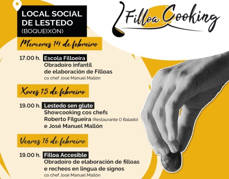O Filloa Cooking ofrecerá un obradoiro gratuíto en lingua de signos o venres 16 de febreiro