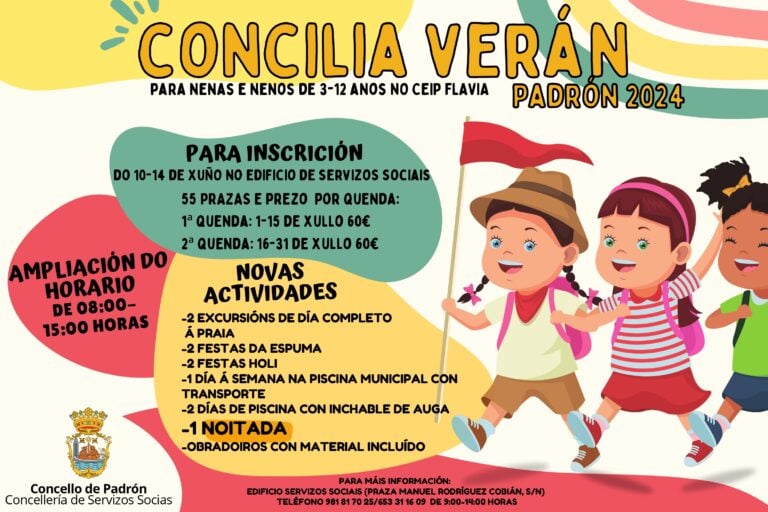 O programa Concilia Verán de Padrón oferta máis prazas e amplía o seu horario