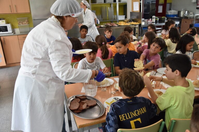 Hamburguesa con patacas fritidas para remartar o curso en Ames