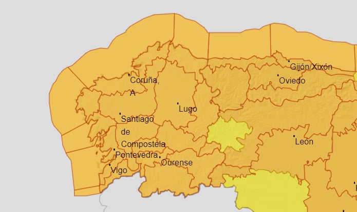 Activada la alerta naranja en toda Galicia por la llegada de una intensa borrasca