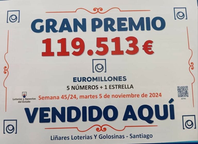 El Euromillones deja un premio de 120.000 euros en Santiago