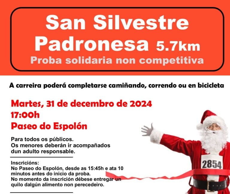 Padrón organiza a San Silvestre Padronesa, unha carreira solidaria para despedir o ano