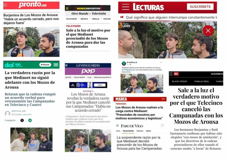Medios nacionales se hacen eco de la entrevista a los Mozos de Arousa en Radio Líder