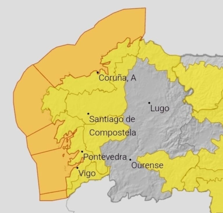 Galicia en alerta por temporal: aviso laranxa na costa e amarelo en provincias interiores