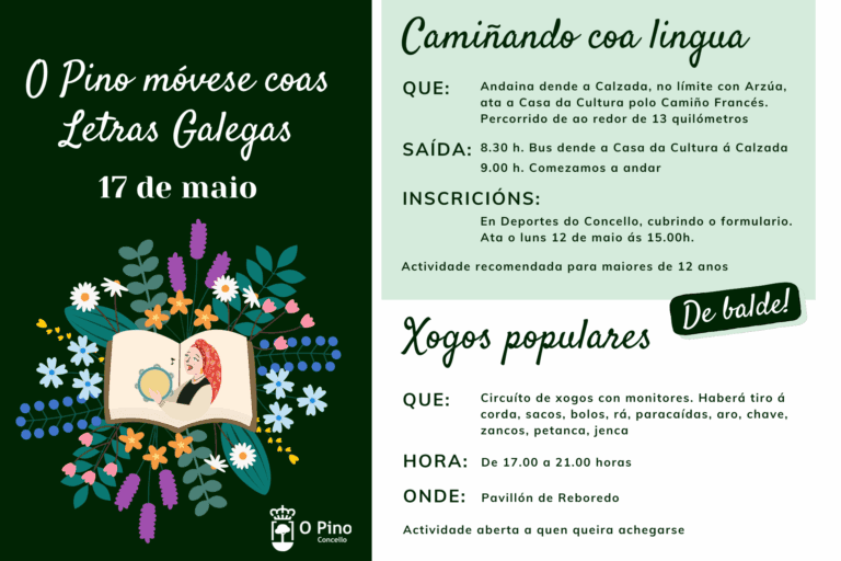 O Pino móvese pola lingua cunha andaina e xogos populares no Día das Letras Galegas