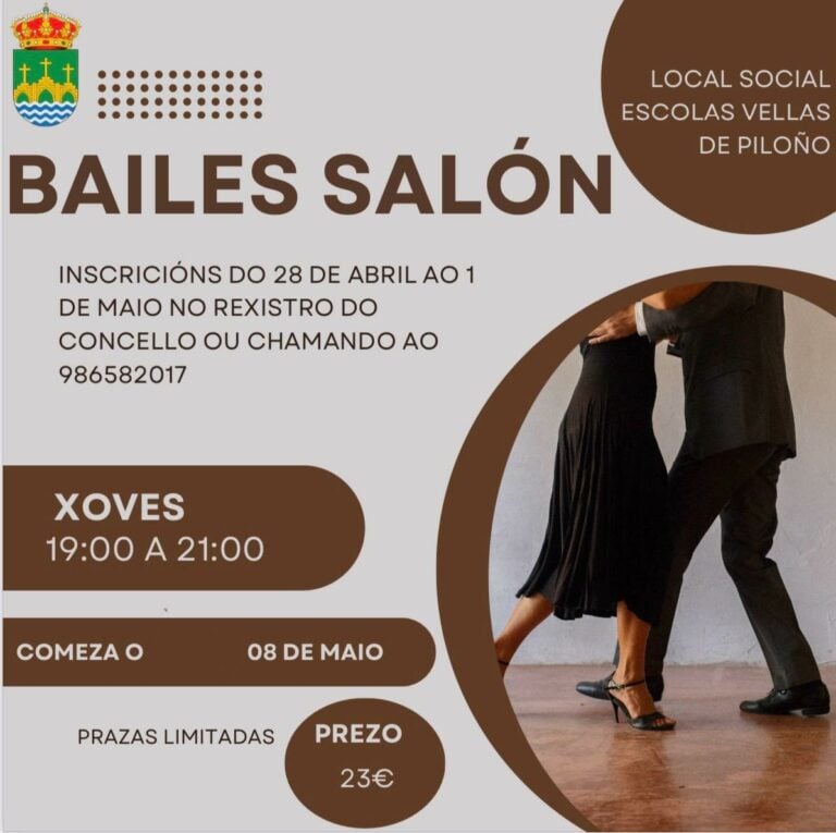 Vila de Cruces organiza clases de bailes de salón no local social Escolas Vellas de Piloño