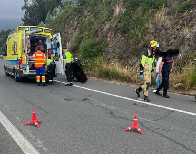 Un motorista ferido no acceso á autovía do Barbanza en Boiro