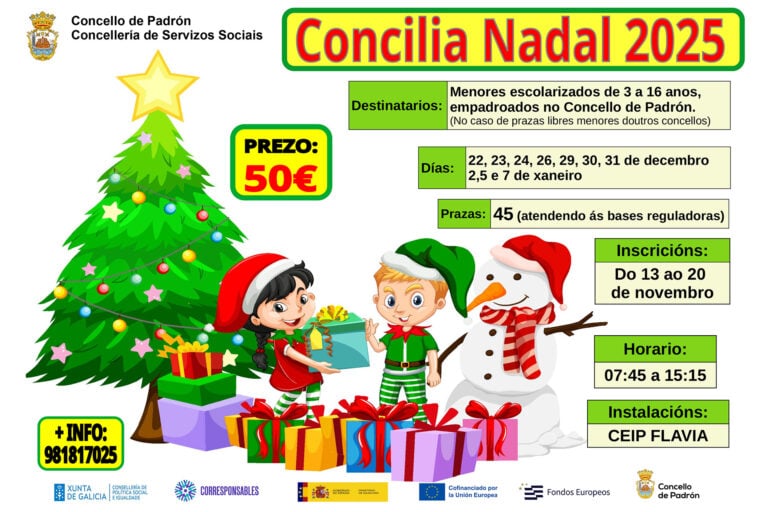 Padrón amplía o Concilia Nadal, que comezará antes e contará con máis prazas