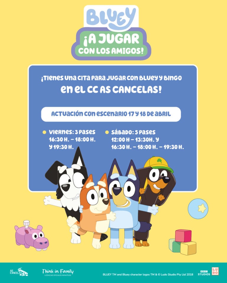 Santiago se llena de diversión en abril con la llegada de Bluey y Bingo a As Cancelas