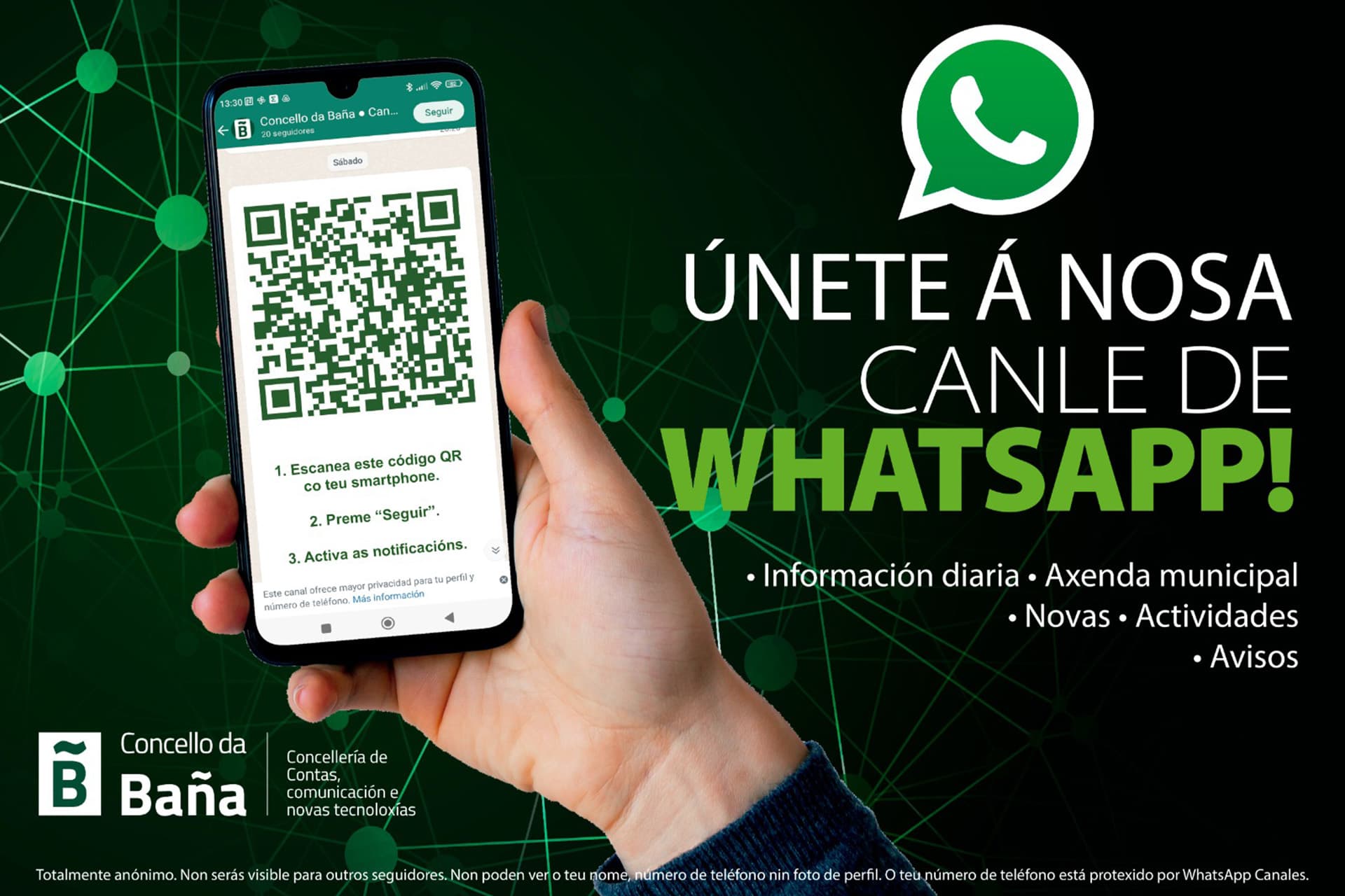 A Baña abre unha canle de wahtsapp para potenciar a comunicación coa veciñanza
