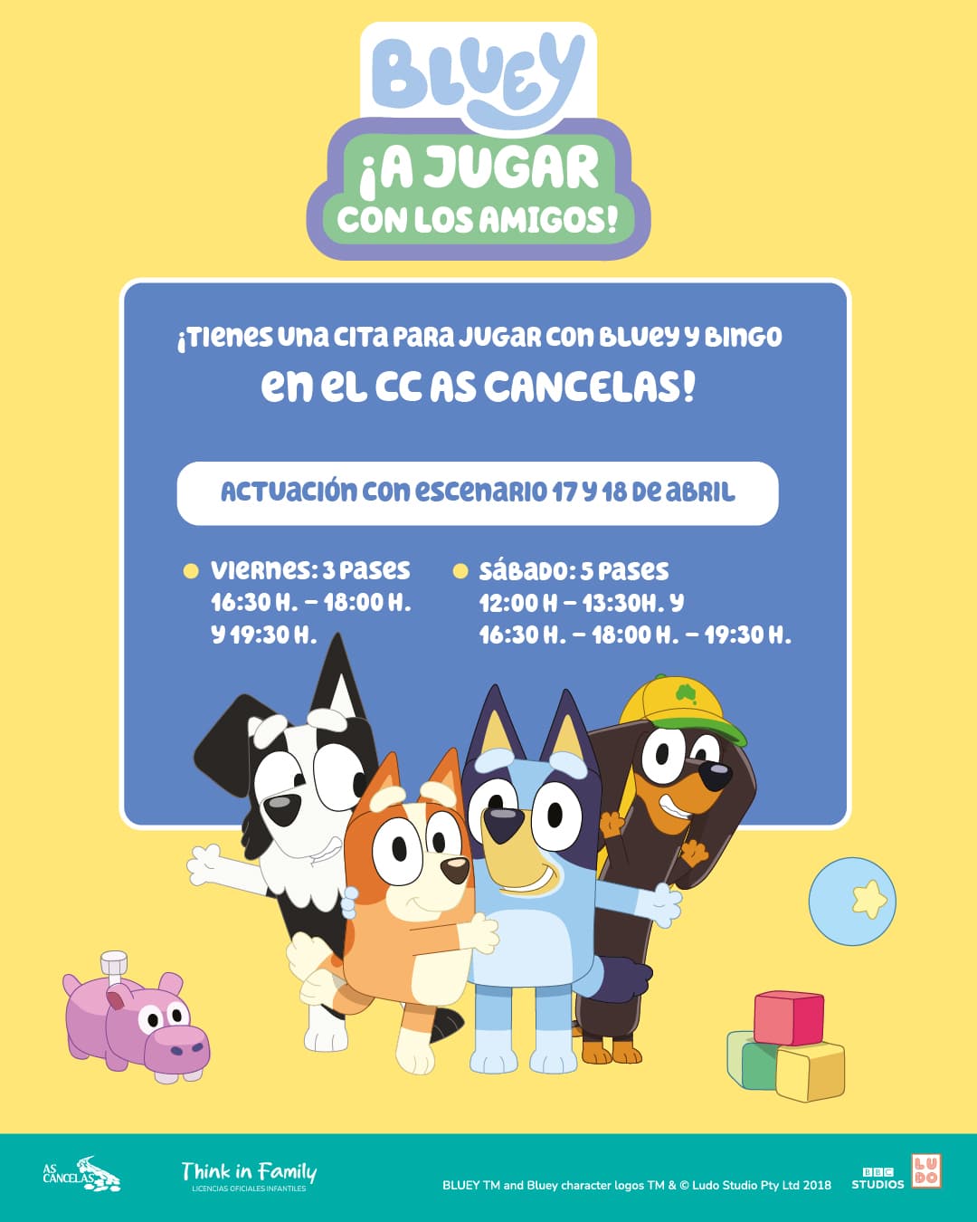 Santiago se llena de diversión en abril con la llegada de Bluey y Bingo a As Cancelas